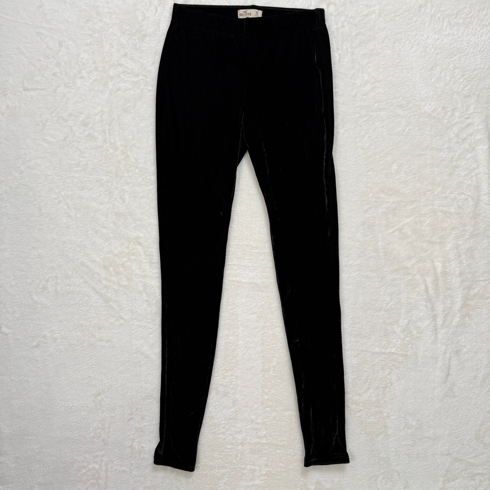 Hollister Leggings Women XS Black Velvet High Rise‎ Slim Fit Stretch Solid